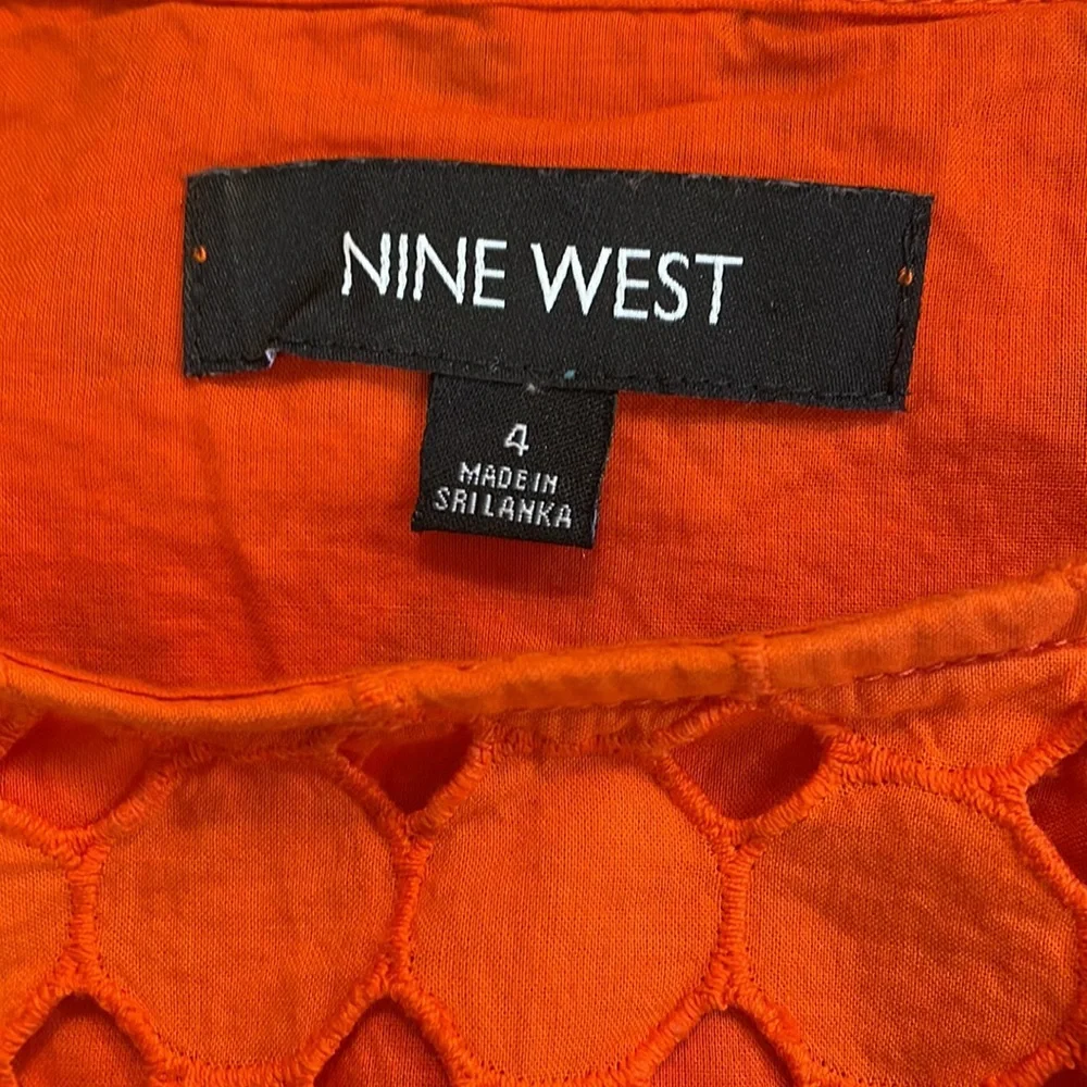 Nine West Orange Eyelet Dress, Sleeveless, Size 4 - Picture 7 of 14